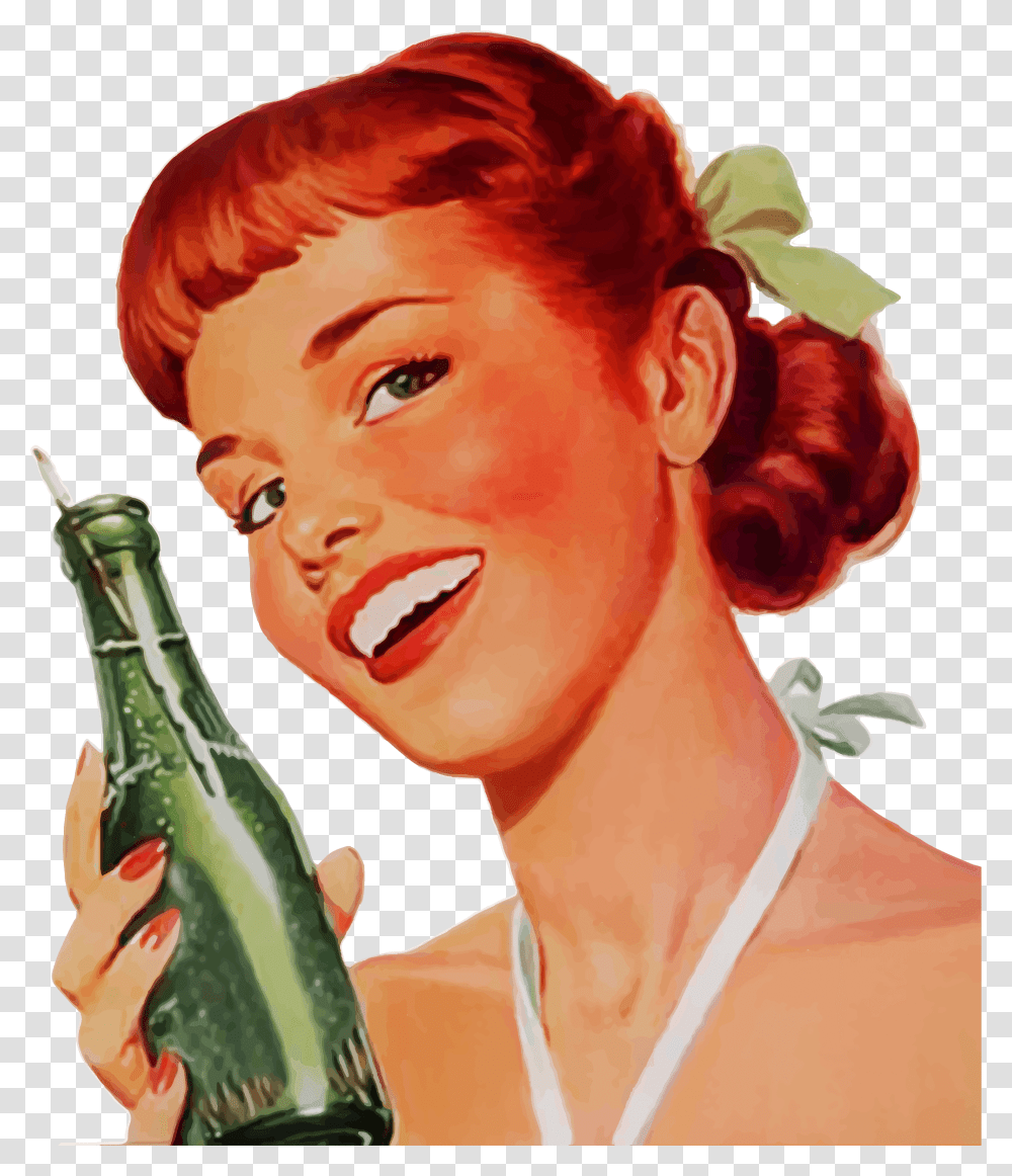 Vintage Soda Girl Dirty Woman Happy Birthday, Bottle, Person, Human, Beverage Transparent Png