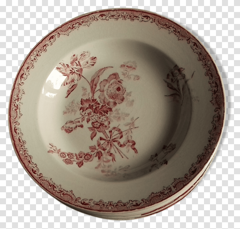 Vintage Soup Plate Sarreguemines Fontanges Cocina Y Saucer, Porcelain, Pottery, Dish Transparent Png