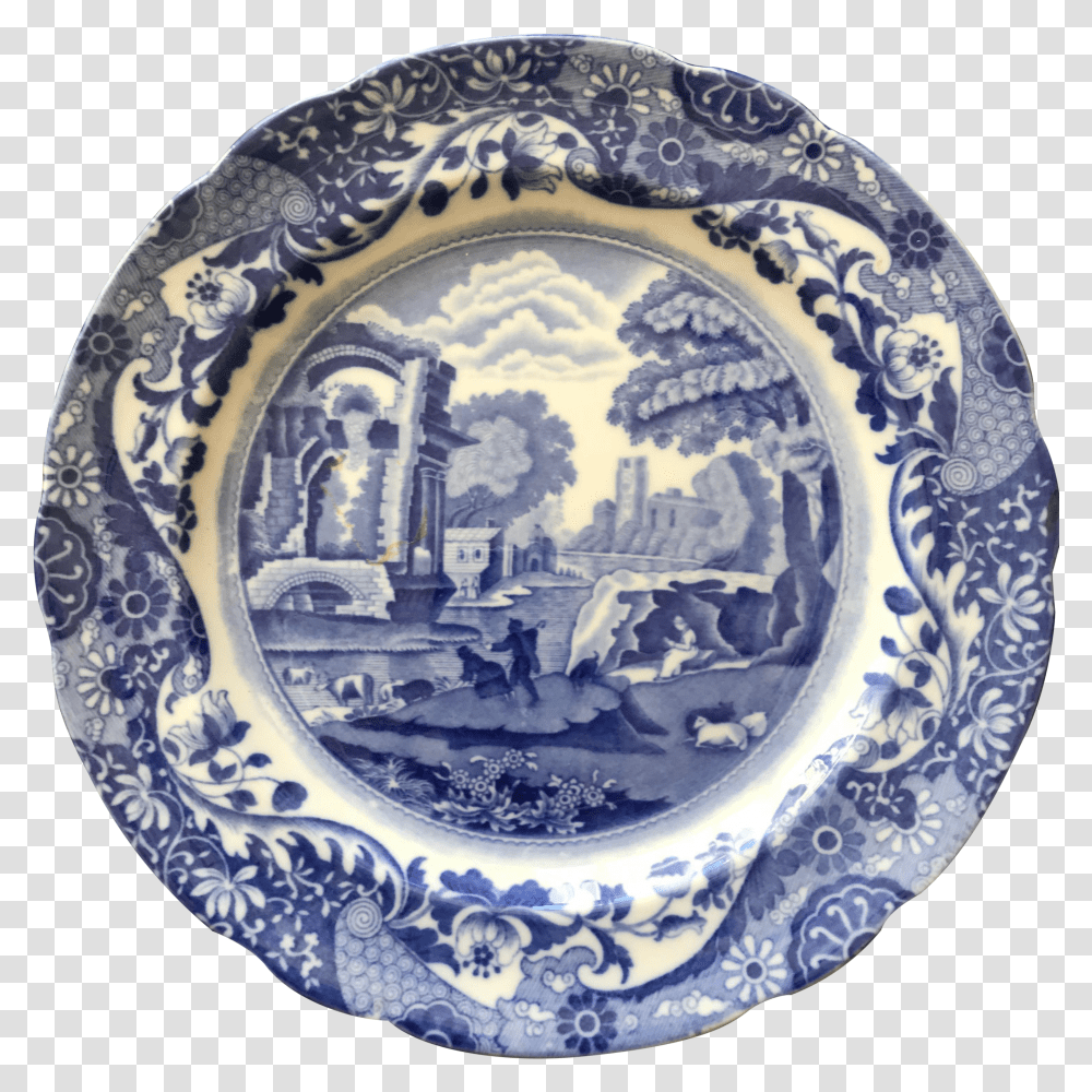 Vintage Spode Copeland Italian Blue And White Plate Blue And White Porcelain Transparent Png