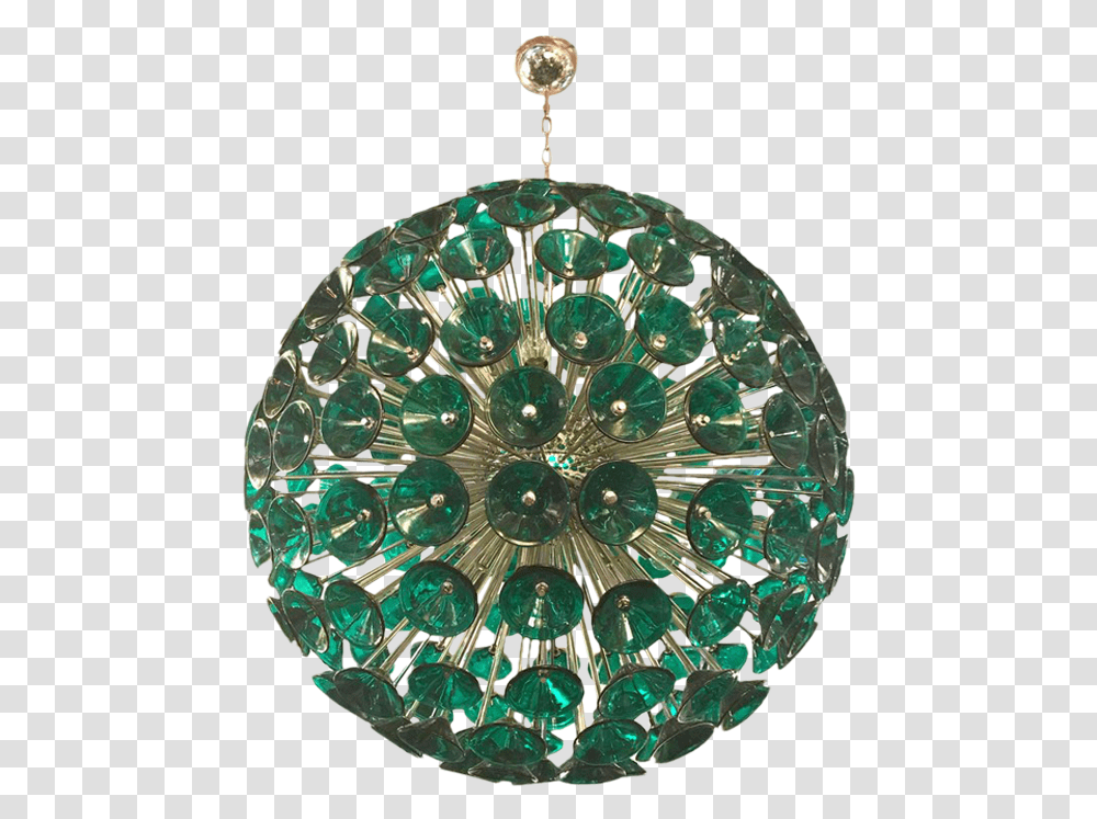 Vintage Sputnik Chandelier In Brass And Green Glass Locket, Lamp, Ceiling Light, Light Fixture, Diamond Transparent Png