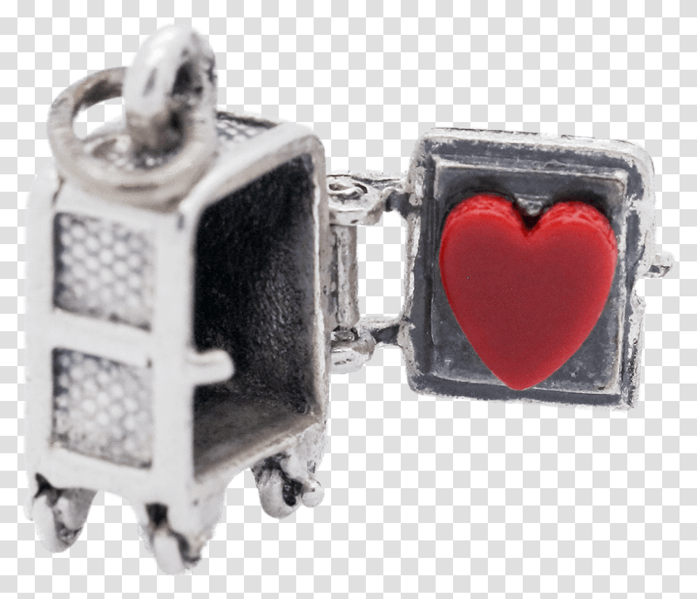 Vintage Sterling Silver Heart Safe Articulated Charm Earrings, Accessories, Accessory, Crystal, Person Transparent Png