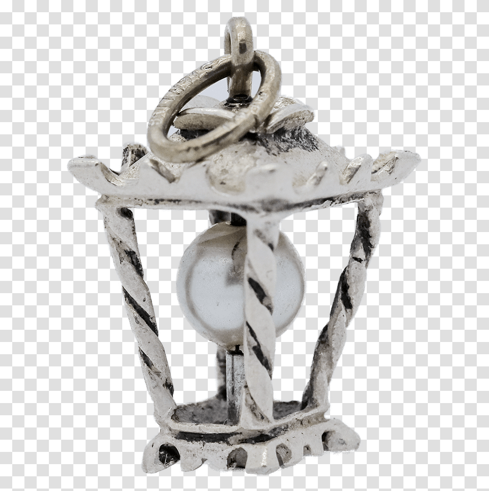 Vintage Sterling Silver Street Lamp With Pearl Charm Silver, Crystal, Trophy, Fire Hydrant, Tabletop Transparent Png