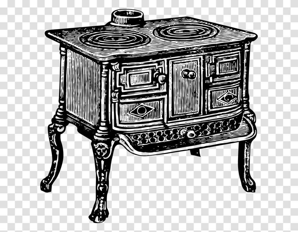 Vintage Stove Wood Burning Stove Cast Iron Stove End Table, Gray, World Of Warcraft Transparent Png