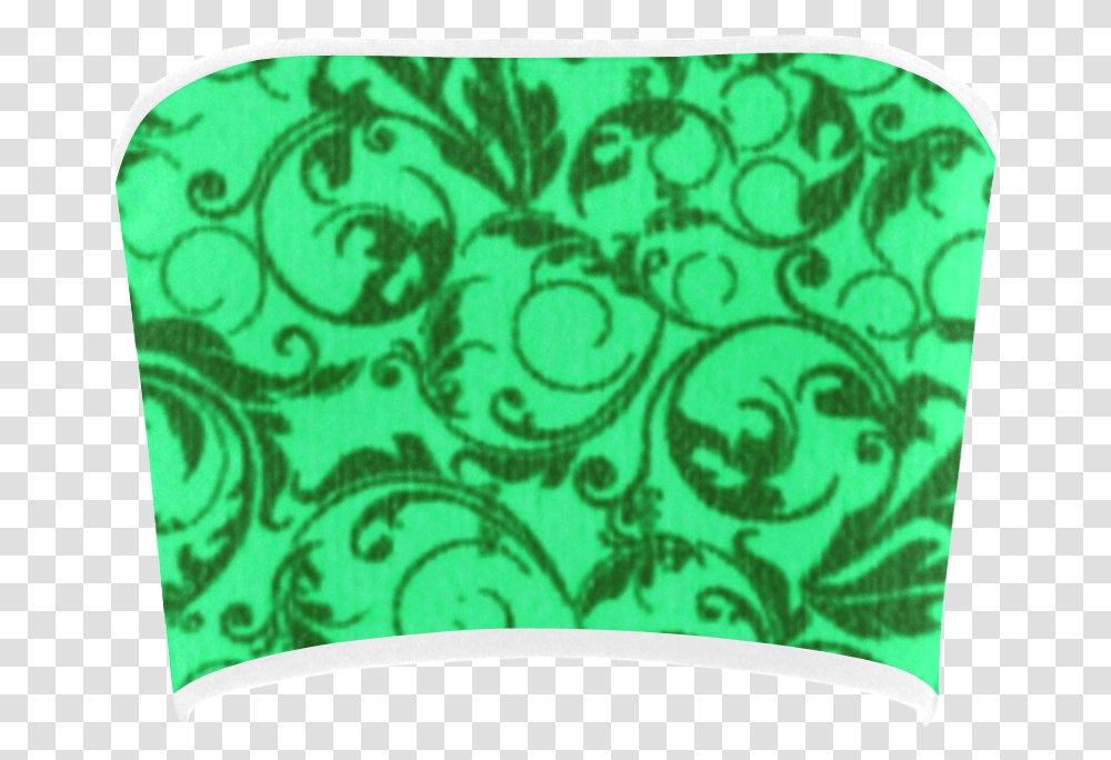Vintage Swirls Green Bandeau Top, Pattern, Rug, Floral Design Transparent Png