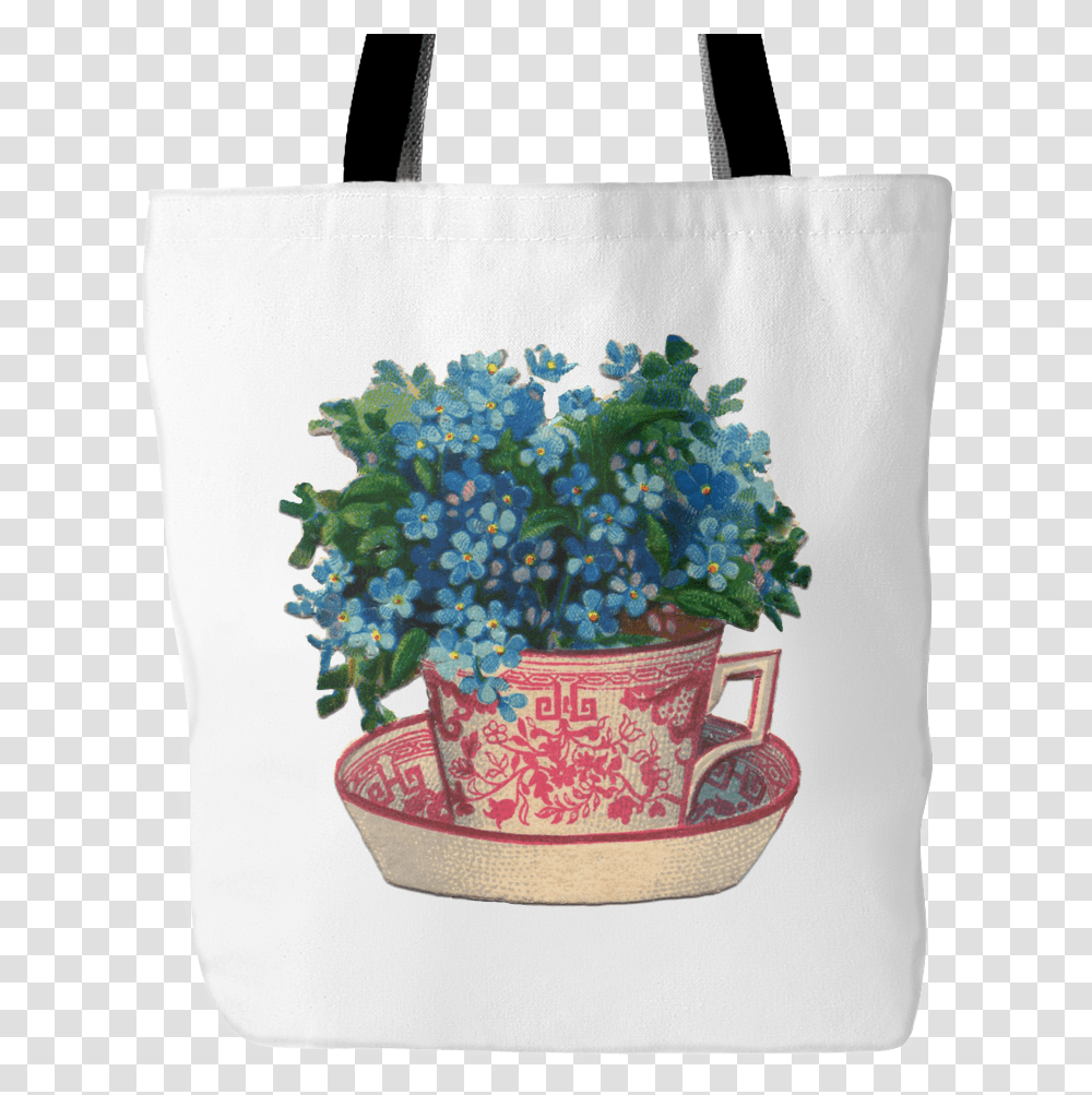 Vintage Tea Cup Tea Cup With Flowers Tattoo, Bag, Tote Bag, Shopping Bag, Plant Transparent Png