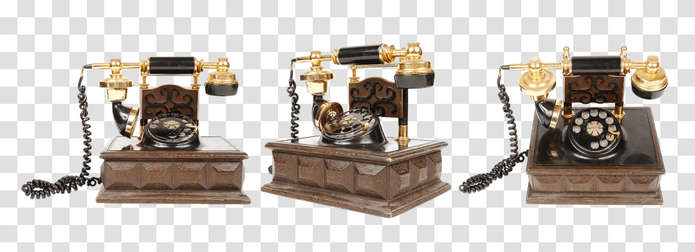 Vintage Telephone Electronics, Dial Telephone, Bronze Transparent Png