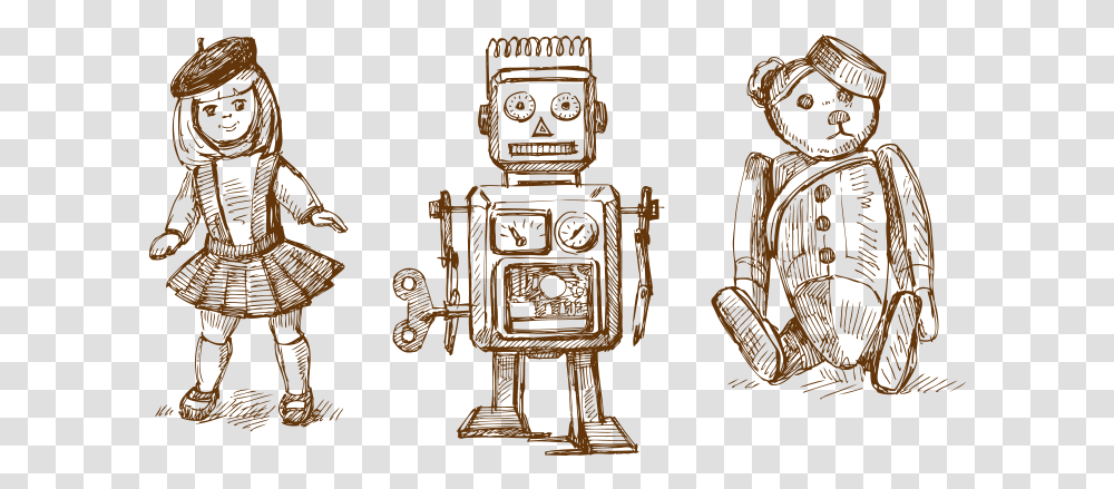 Vintage Toys Illustration Free Vector And Illustrations Vintage Toys Free, Robot, Person, Human Transparent Png