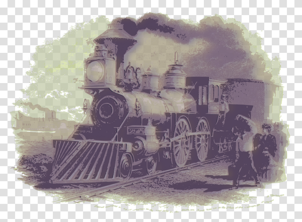 Vintage Train Victorian Era Steam Engine, Locomotive, Vehicle, Transportation, Wheel Transparent Png