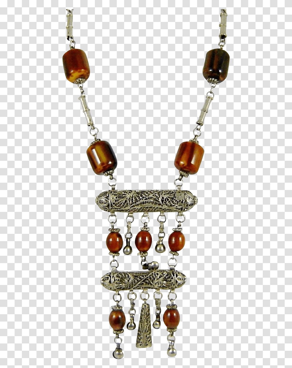 Vintage Tribal Bakelite Necklace Amber Silver Bells Necklace, Accessories, Jewelry, City, Urban Transparent Png