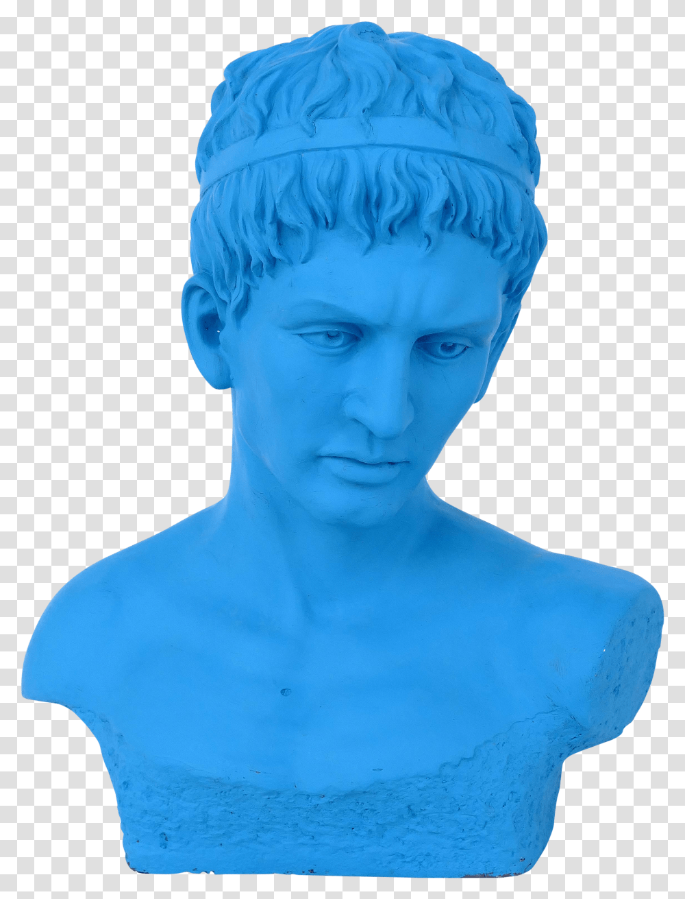 Vintage Turquoise Blue Bust Of The Roman Emperor Augustus Caesar Hair Design Transparent Png