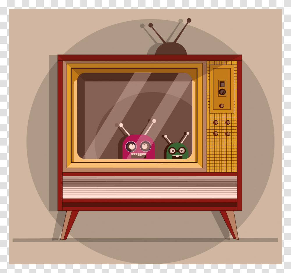 Vintage Tv 01 Illustration, Furniture, Screen, Electronics, Monitor Transparent Png