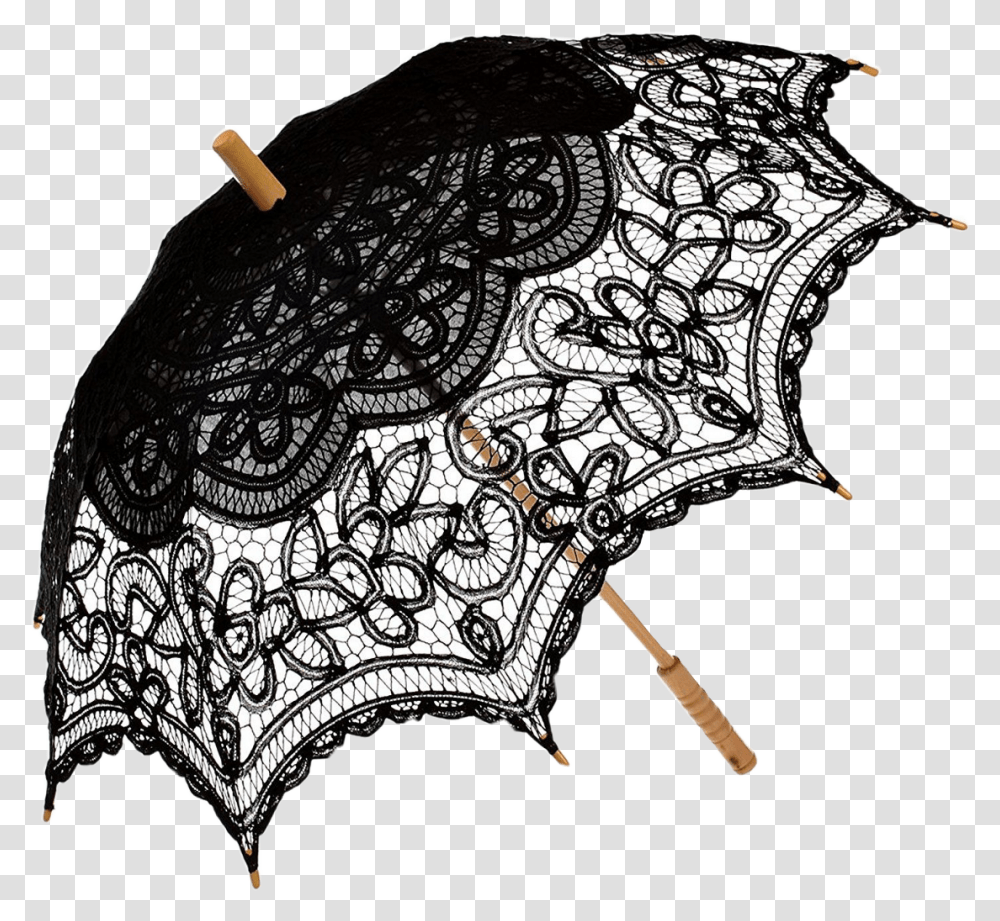 Vintage Umbrella Black Parasol, Cross, Lace Transparent Png