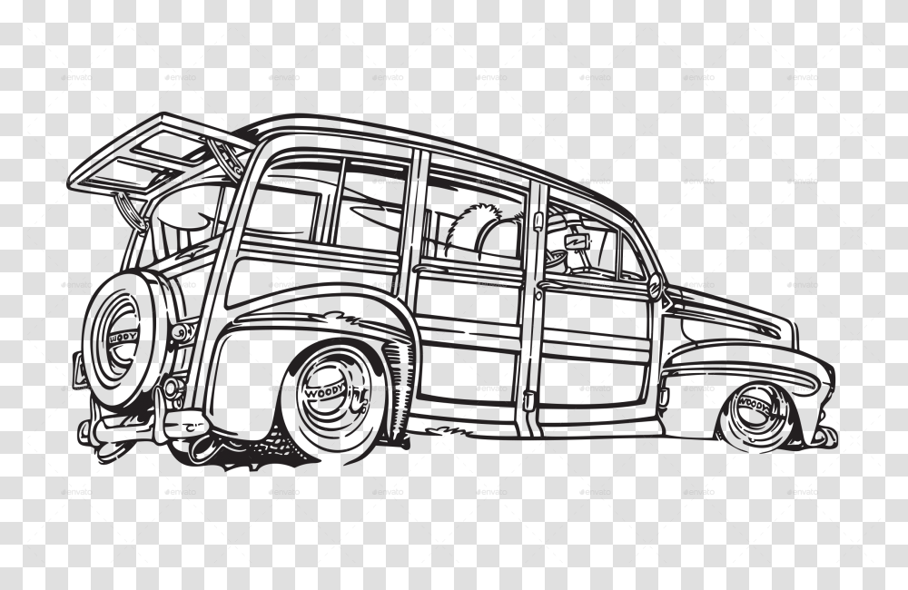 Vintage Vector Car Silhouette Hot Rod, Vehicle, Transportation, Automobile, Van Transparent Png