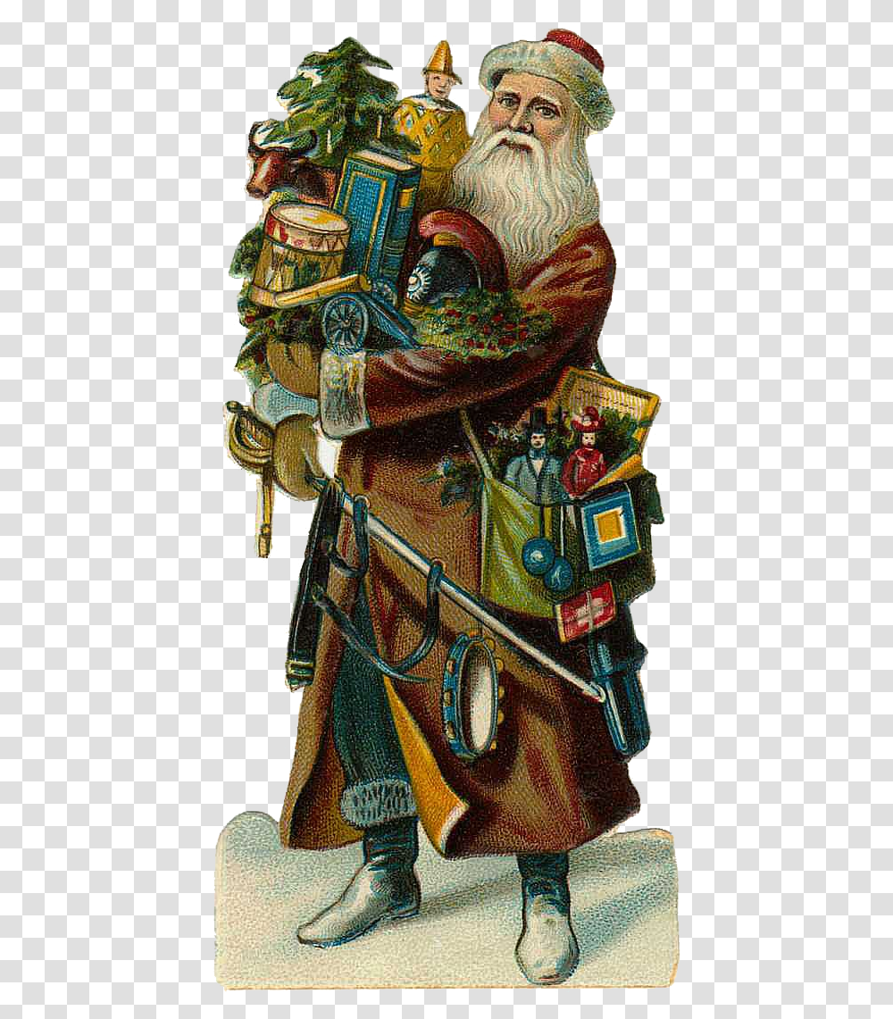 Vintage Victorian Christmas Die Cut Santa Claus, Person, Art, Photography, Samurai Transparent Png