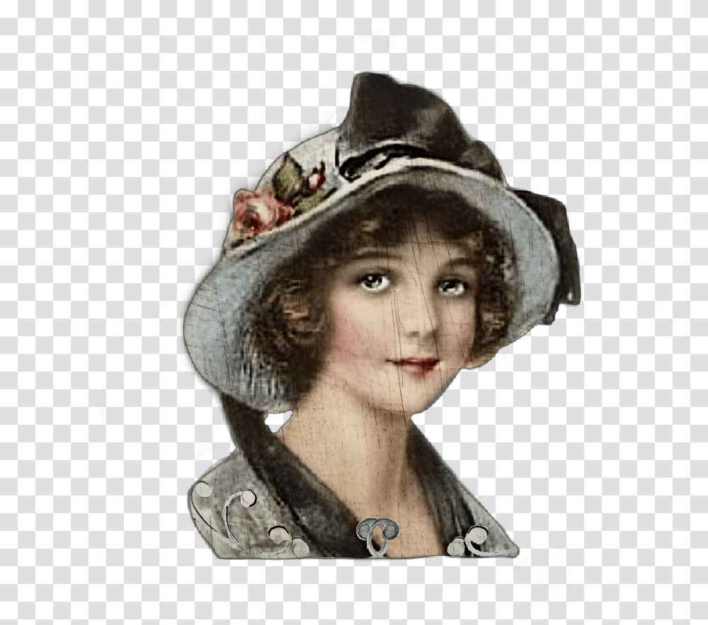 Vintage Victorian Lady Girl Woman Greeting Card, Apparel, Hat, Person Transparent Png