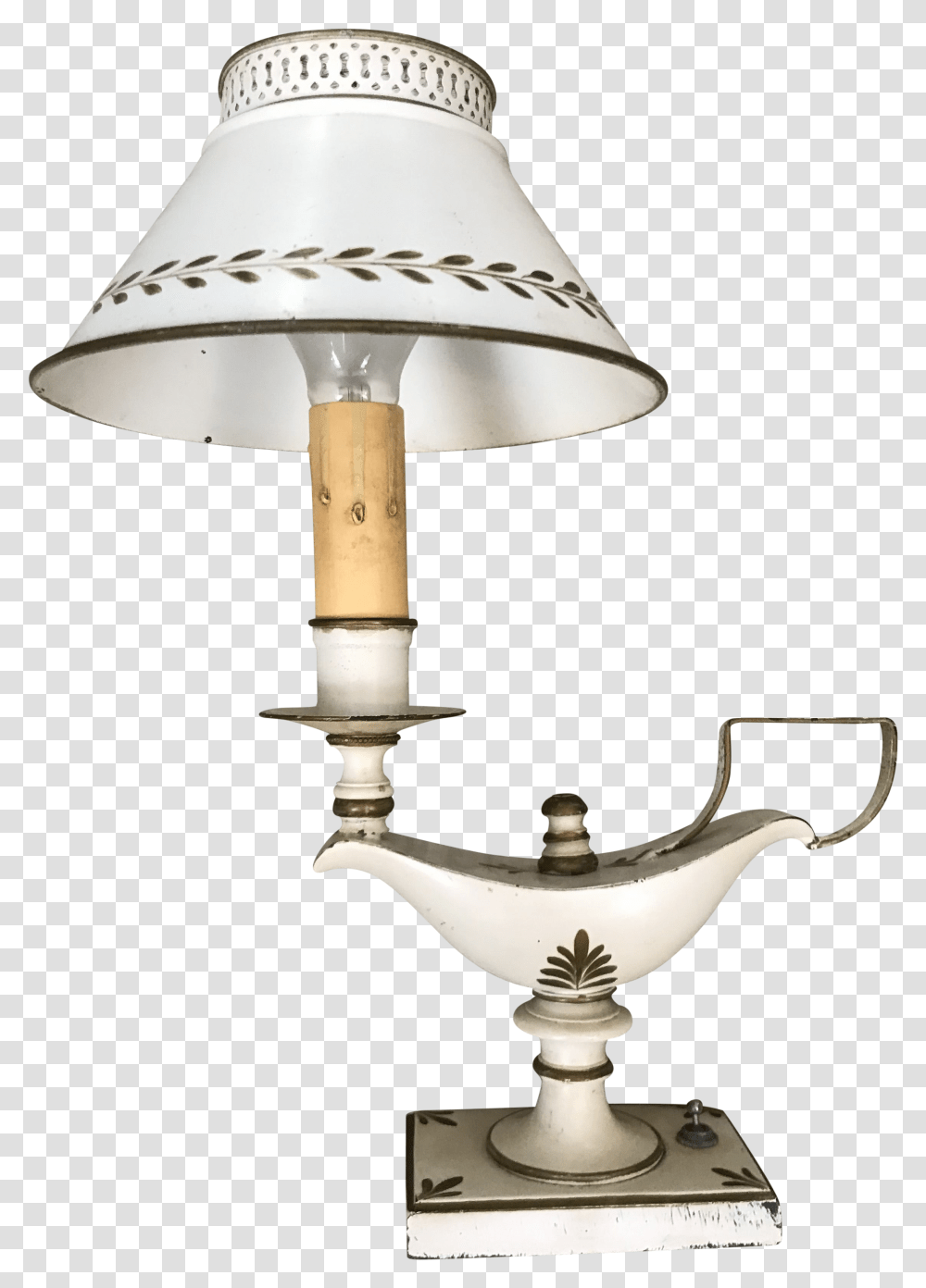 Vintage White Painted Tole Magic Lantern Genie Lamp Lamp, Lampshade, Table Lamp Transparent Png