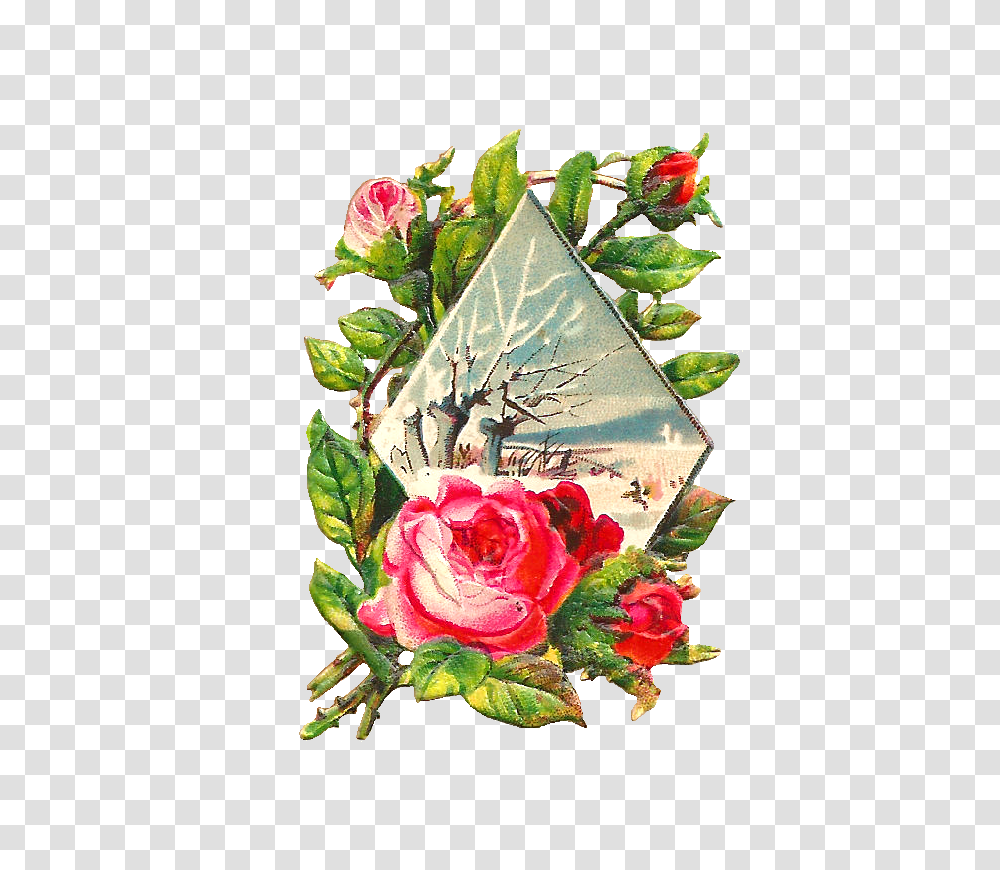 Vintage Winter Scene Clip Art Cliparts, Plant, Flower, Blossom, Rose Transparent Png