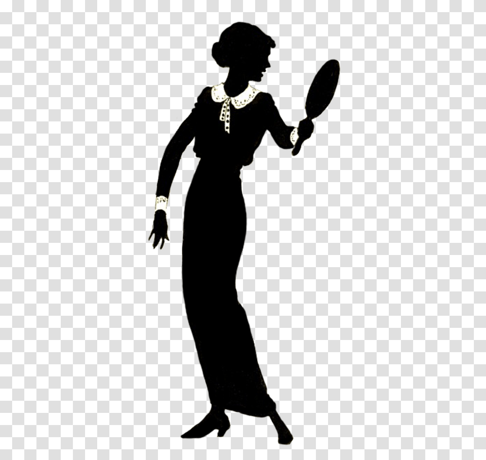 Vintage Woman Silhouette Girl Face In Mirror, Person, Crowd, People, Hand Transparent Png