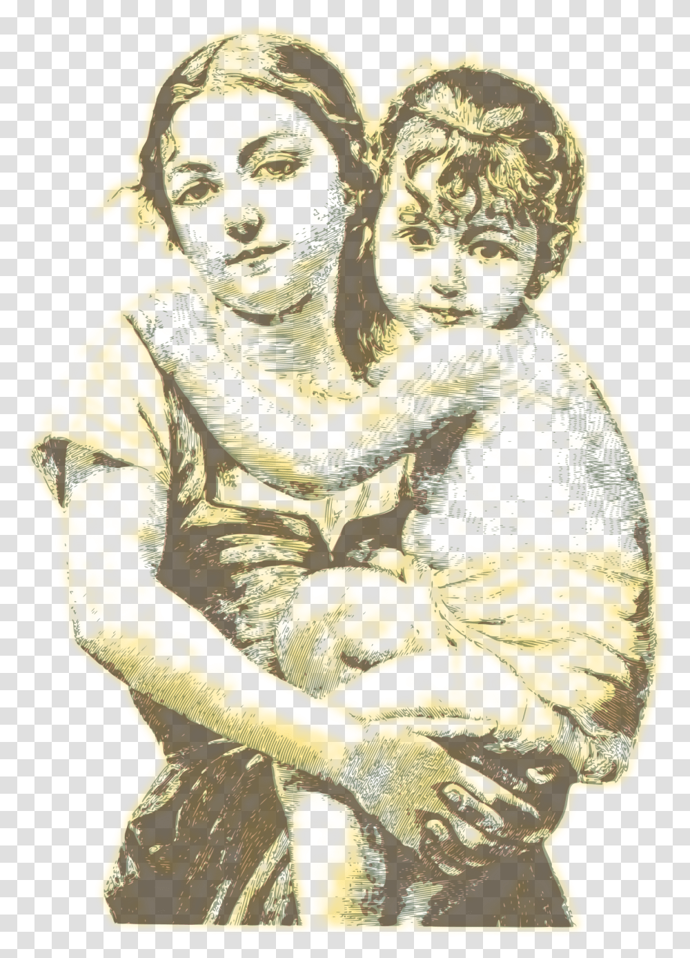 Vintage Woman With Child 04 Clip Arts Mother Vintage, Person, Drawing, Modern Art, Painting Transparent Png