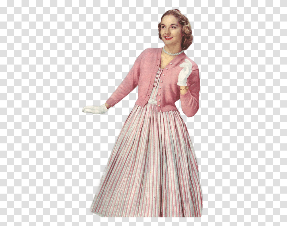 Vintage Woman With White Gloves Woman In White Gloves, Dress, Person, Human Transparent Png