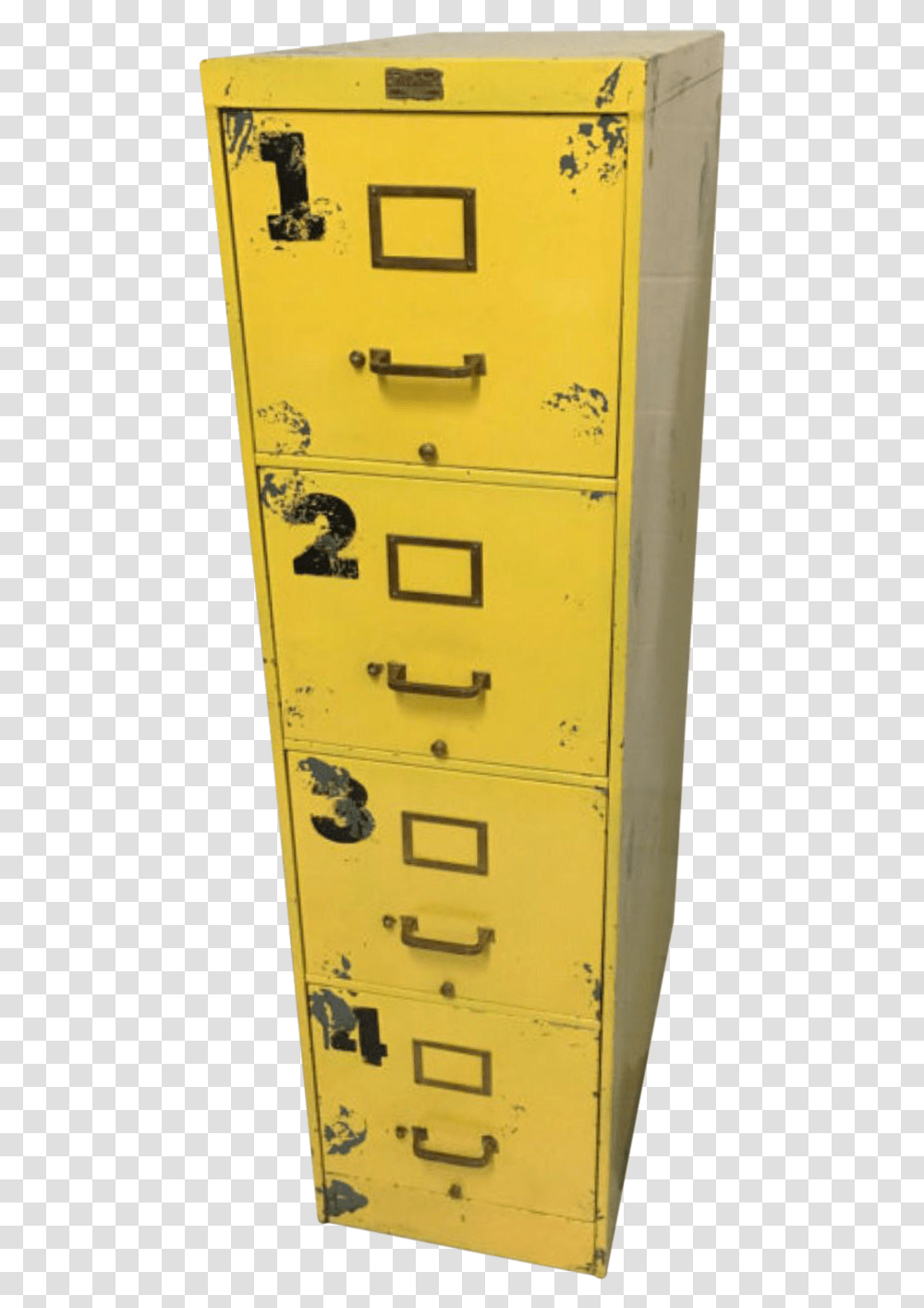 Vintage Yellow File Cabinet With Numbers Chairish, Furniture, Drawer Transparent Png