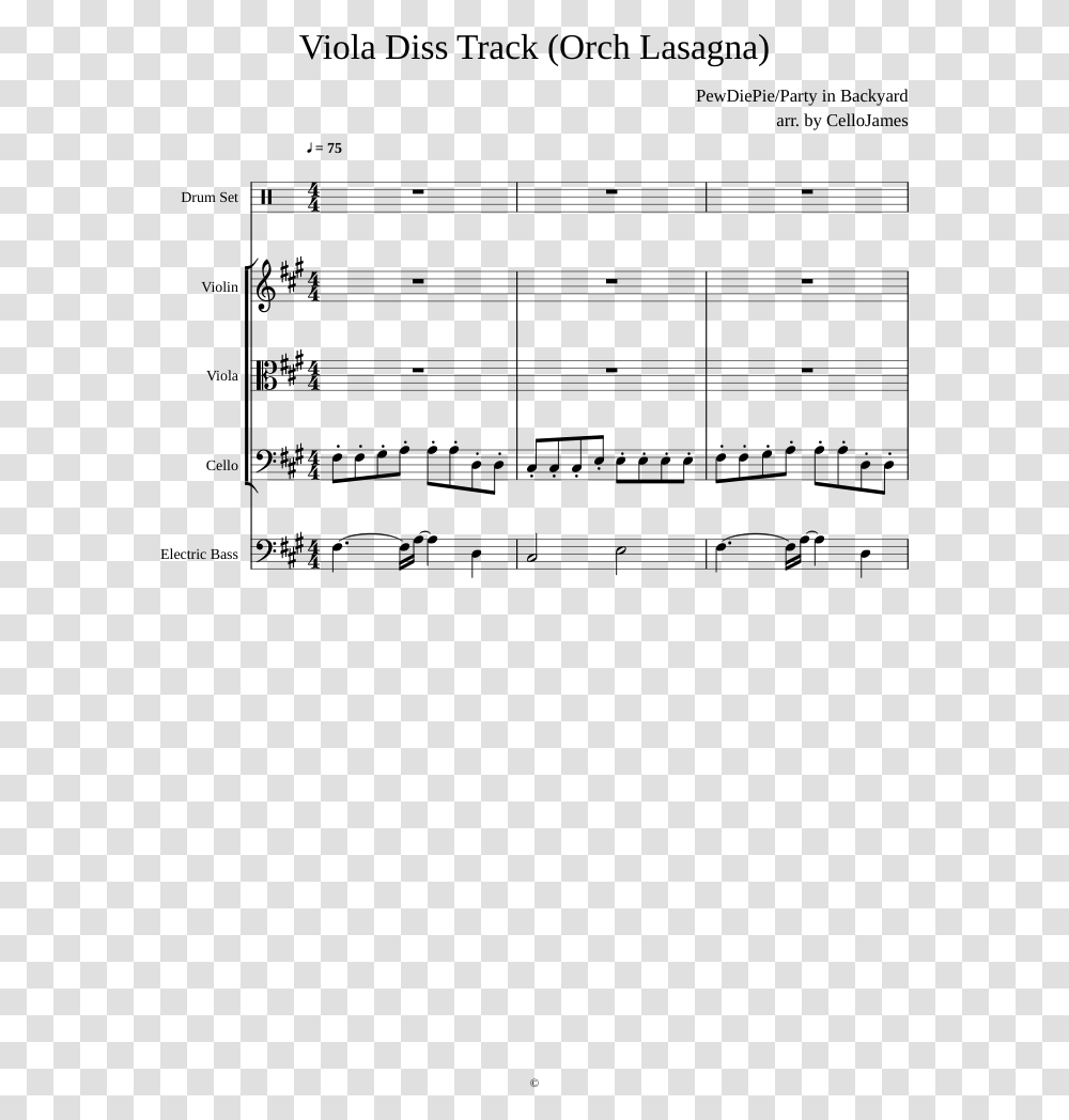 Viola Diss Track Sheet Music For Percussion Strings Sheet Music, Gray, World Of Warcraft Transparent Png