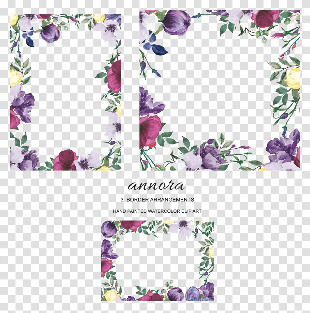 Violet Floral Border Download Image Plum Floral Border, Floral Design, Pattern Transparent Png