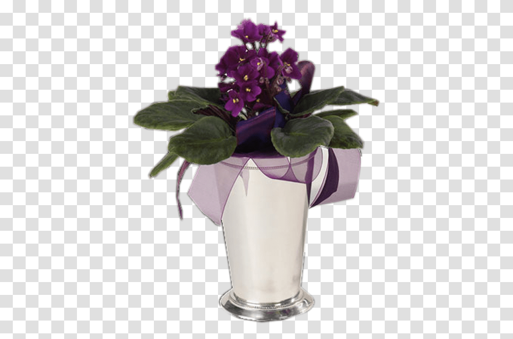 Violets In Silver Vase Violets In A Vase, Plant, Graphics, Art, Floral Design Transparent Png