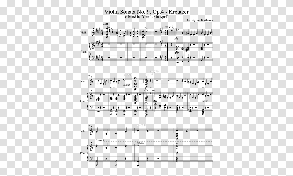 Violin Sonata No 9 Kreutzer Sheet Music, Legend Of Zelda Transparent Png