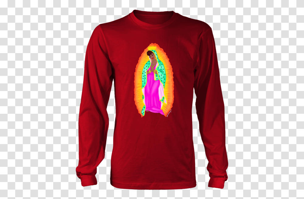 Virgen Negra Unisex Long Sleeve Shirt Shih Tzu Christmas Jumper, Apparel, Person, Human Transparent Png