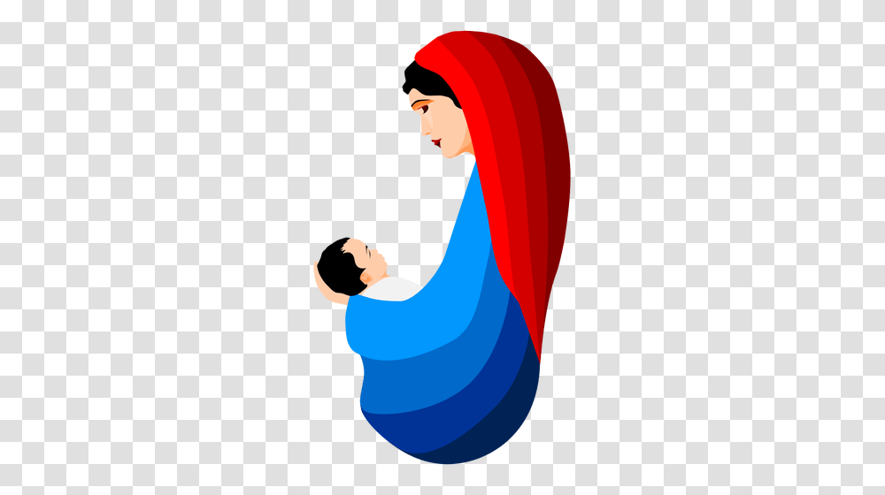 Virgin Mary And The Infant Jesus, Worship, Kneeling, Prayer, Sleeve Transparent Png