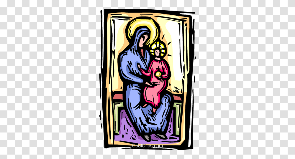 Virgin Mary Christ Child Royalty Free Vector Clip Art Illustration, Poster, Advertisement, Book, Comics Transparent Png