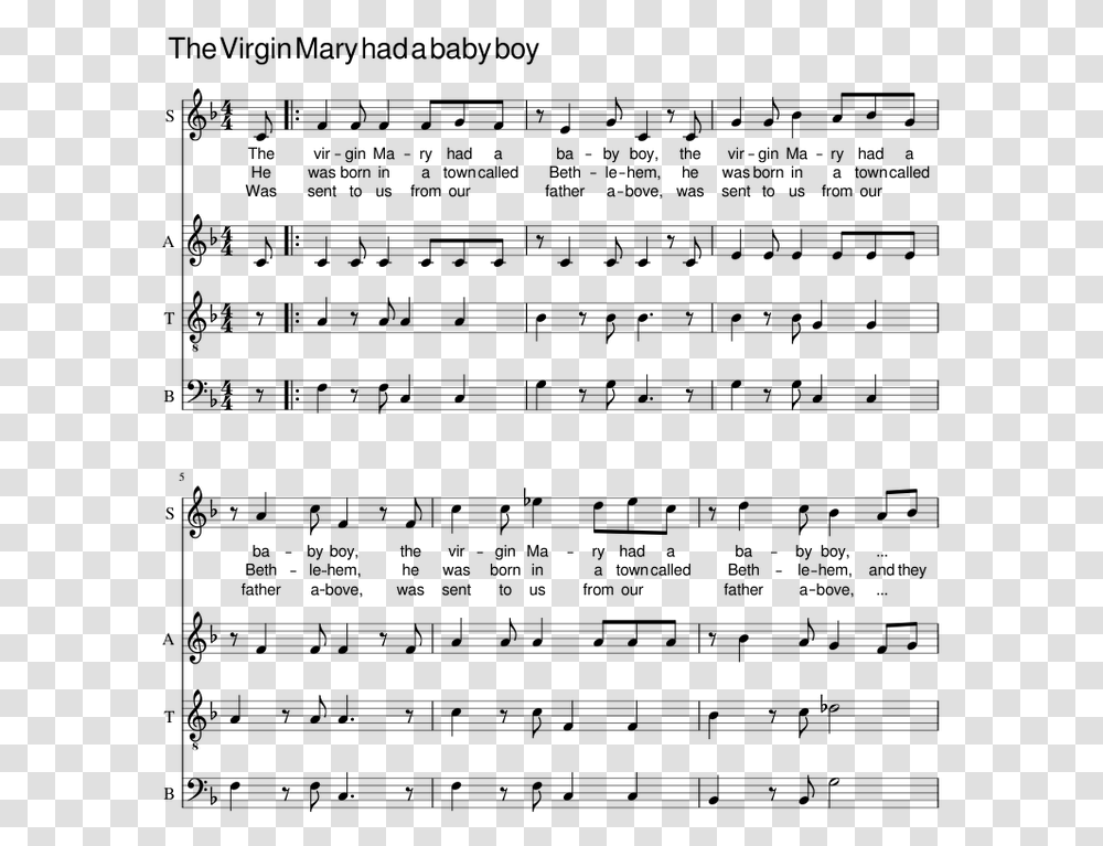 Virgin Mary Had A Baby Boy Sheet Music, Gray, World Of Warcraft Transparent Png
