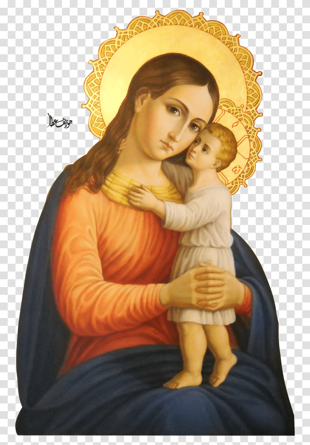 Virgin Mary Mother Mary And Baby Jesus, Person, Human, Painting Transparent Png
