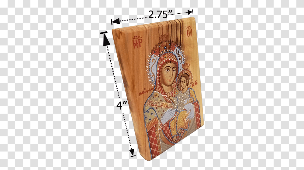 Virgin Mary Of Bethlehem Olive Wood Color Icon Traditional, Person, Art, Leisure Activities, Text Transparent Png