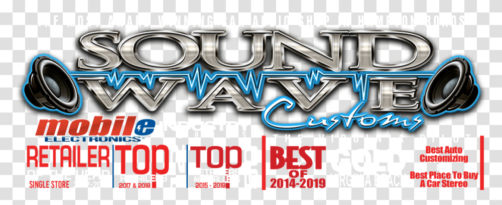 Virginia Beach's Largest Car Audio Store Sound Wave Customs Logo Sound System Audio, Label, Text, Advertisement, Poster Transparent Png