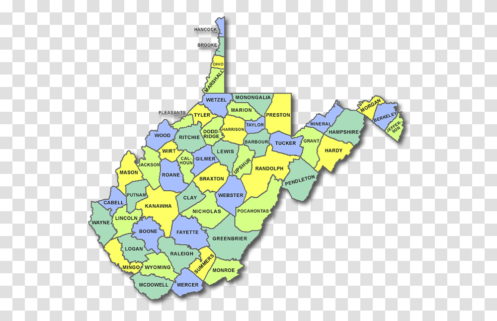 Virginia State Outline County Map Of Wv, Diagram, Plot, Atlas, Outdoors Transparent Png