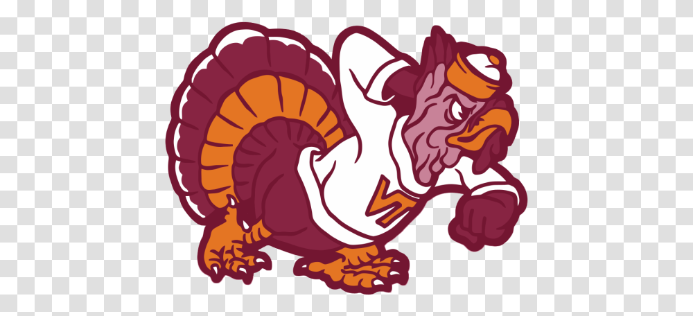 Virginia Tech Fighting Gobbler Logo, Animal, Bird, Turkey Bird, Poultry Transparent Png