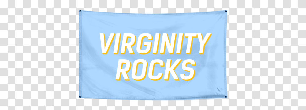 Virginity Rocks Light Blue Wall Flag Danny Duncan Flag, Pillow, Cushion, Word Transparent Png