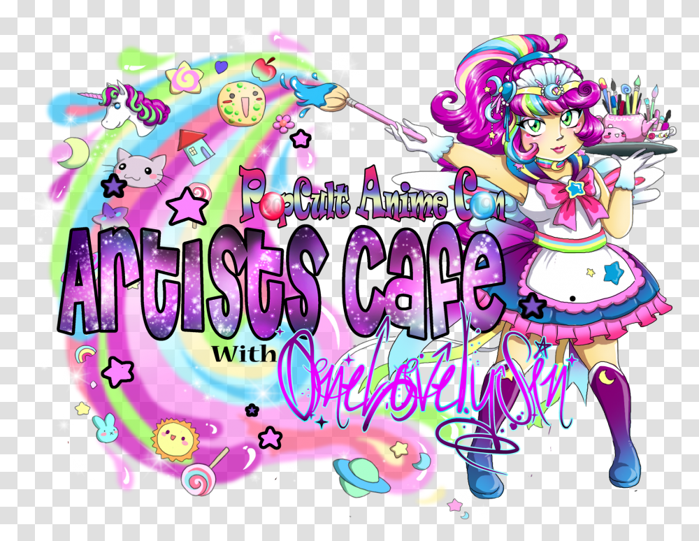 Virtual Artist Cafe - Popcult Anime Con Fictional Character, Graphics, Doodle, Drawing, Poster Transparent Png
