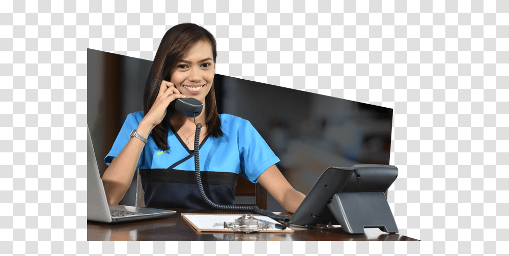 Virtual Assistant Answering Call Output Device, Person, Pc, Computer, Electronics Transparent Png