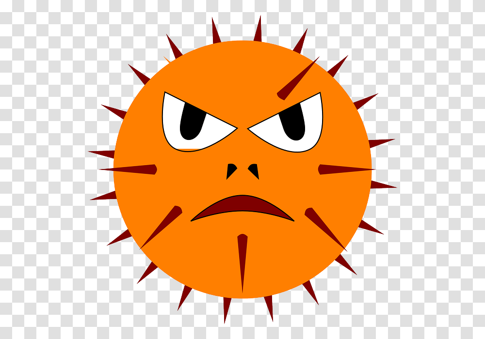 Virus Cartoon Virus Orange Spiked Virus With Face Virus Clipart, Plant, Nature, Outdoors, Vegetation Transparent Png