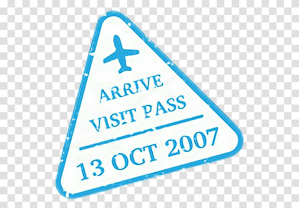 Visa Visastamp Stamp Passport Arrival Airport Sign, Triangle, Road Sign Transparent Png