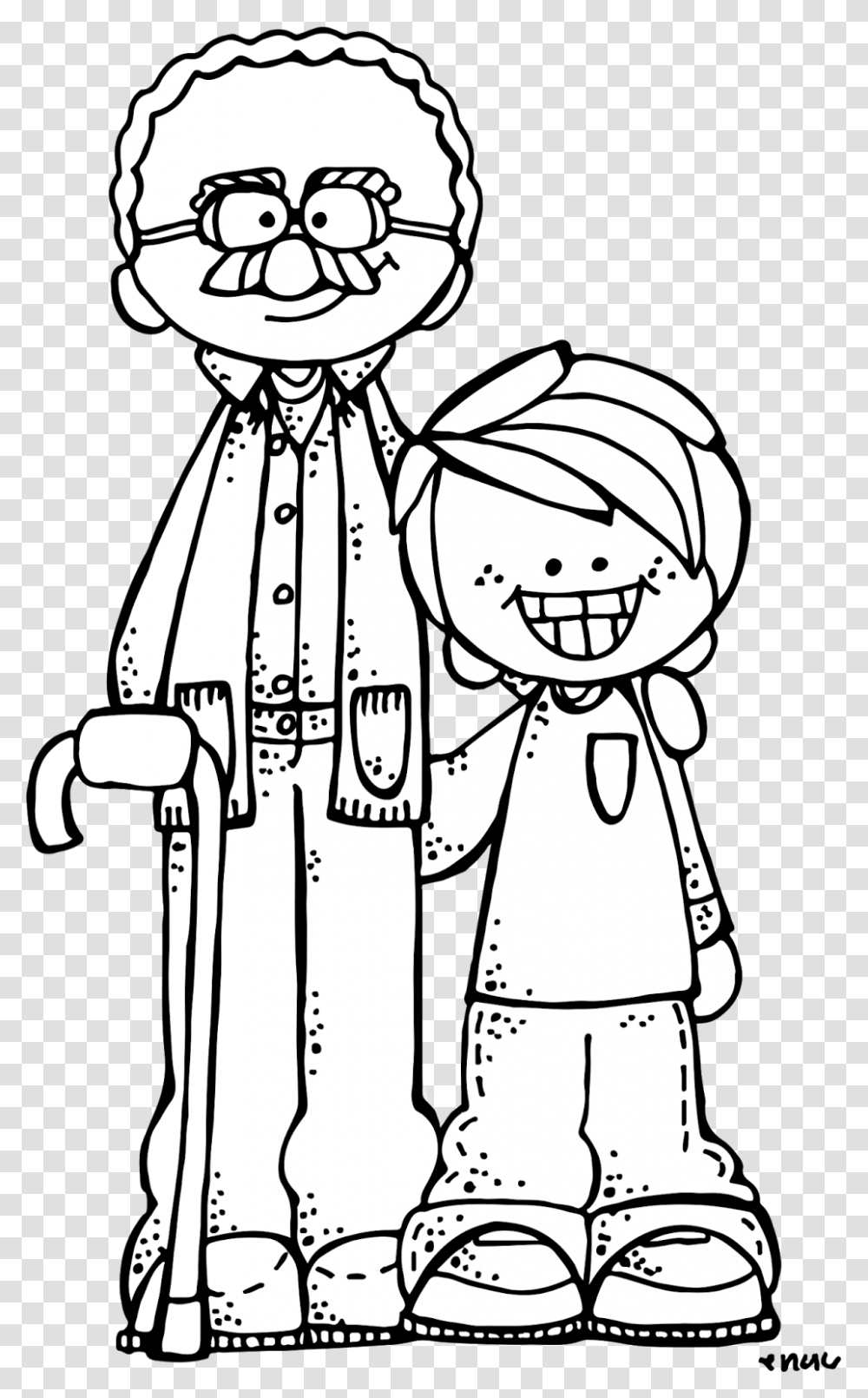 Visiting Grandparents Clipart Black And White, Drawing, Apparel, Coat Transparent Png