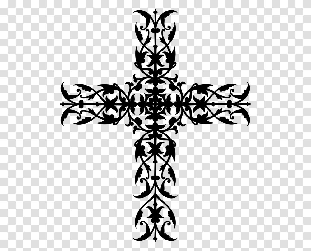 Visual Artsflowersymmetry Floral Cross Tattoo, Gray, World Of Warcraft Transparent Png