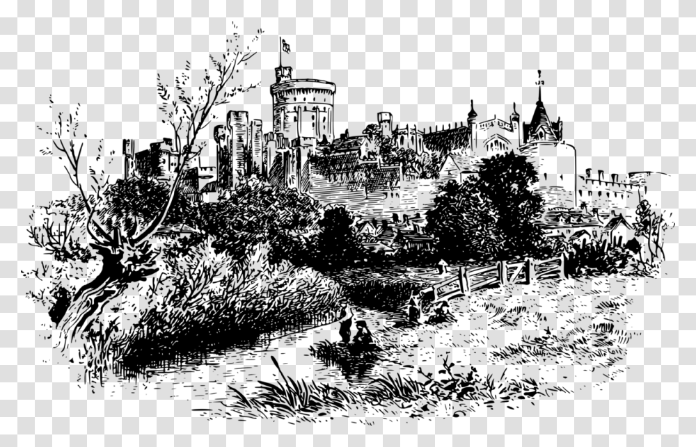 Visual Artsmonochrome Photographytree Windsor Castle Drawing Svg, Gray, World Of Warcraft Transparent Png