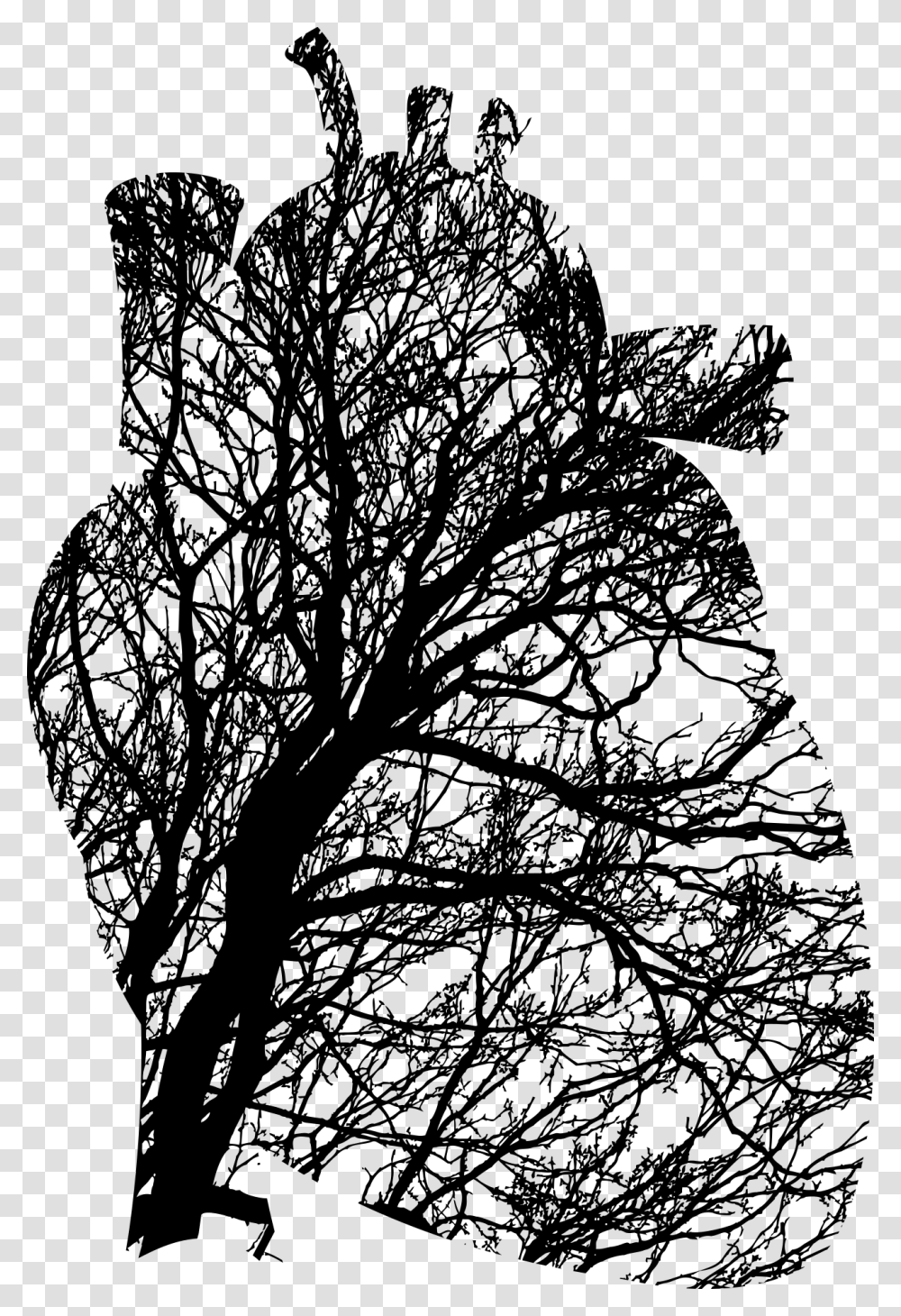Visual Artsplantflora Black And White Heart Tree, Gray, World Of Warcraft Transparent Png