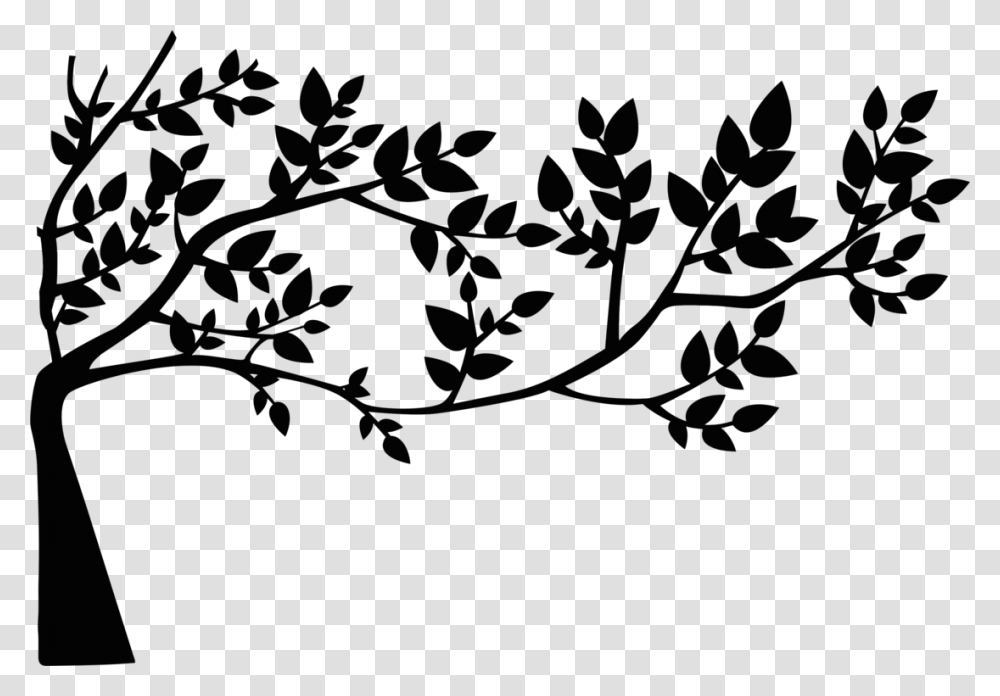 Visual Artsplantflower Tree With Leaves Silhouette, Floral Design, Pattern, Gray Transparent Png