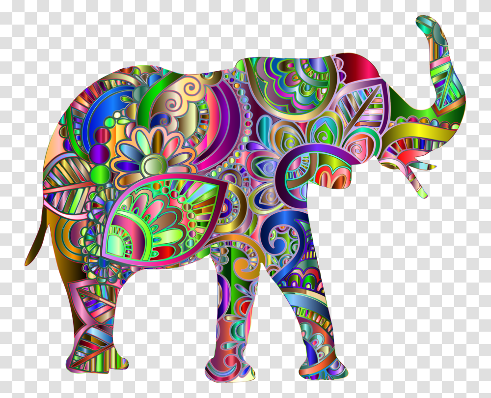 Visual Artswildlifeart Colorful Elephant, Doodle, Drawing, Pattern Transparent Png