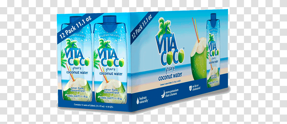 Vita Coco Pure Coconut Water 12 Pk 111 Fl Oz • Thirstyrun Coconut Water Bulk, Plant, Food, Fruit, Beverage Transparent Png